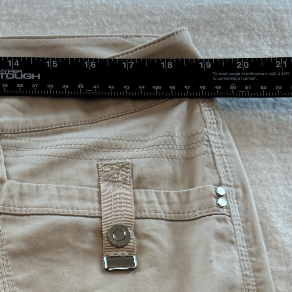 White House Black Market Light Beige cropped  Cargo Pants with Buttoned Pockets - Picture 4 of 6